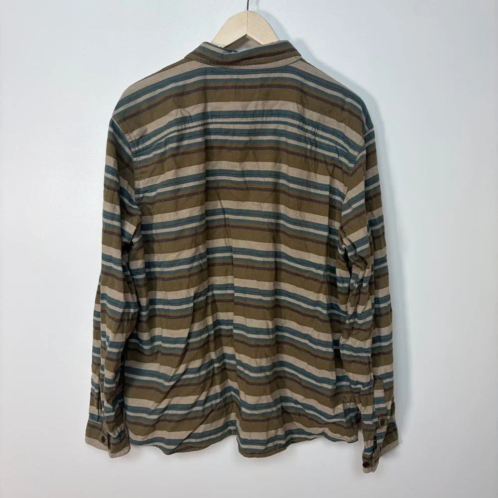 Patagonia Fjord Flannel Organic Cotton Striped Shirt - Brown and Gray